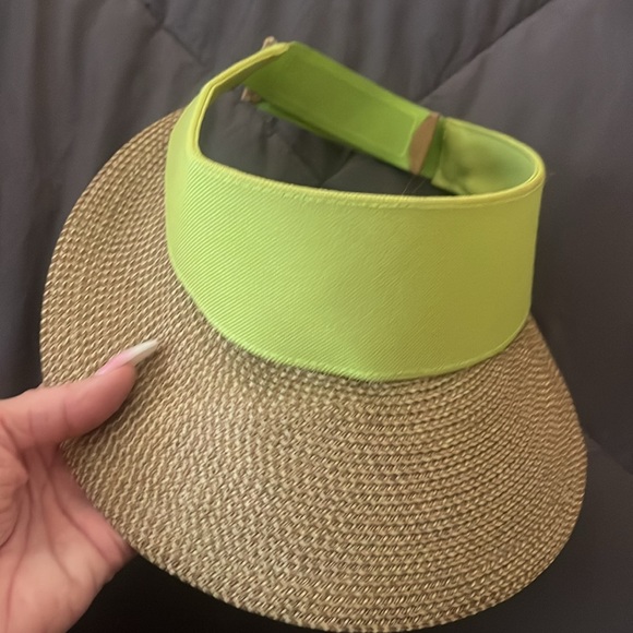 Eric Javits Squishee Straw Champ Womens Visor Lime Green UV Protection Packable - Picture 12 of 13